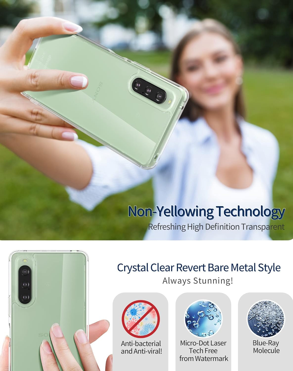 Foluu for Sony Xperia 10 V 2023 Case, Hard PC Back & Soft TPU Bumper Protective Shockproof Case for Sony Xperia 10 V 5G 2023 Clear  Foluu   