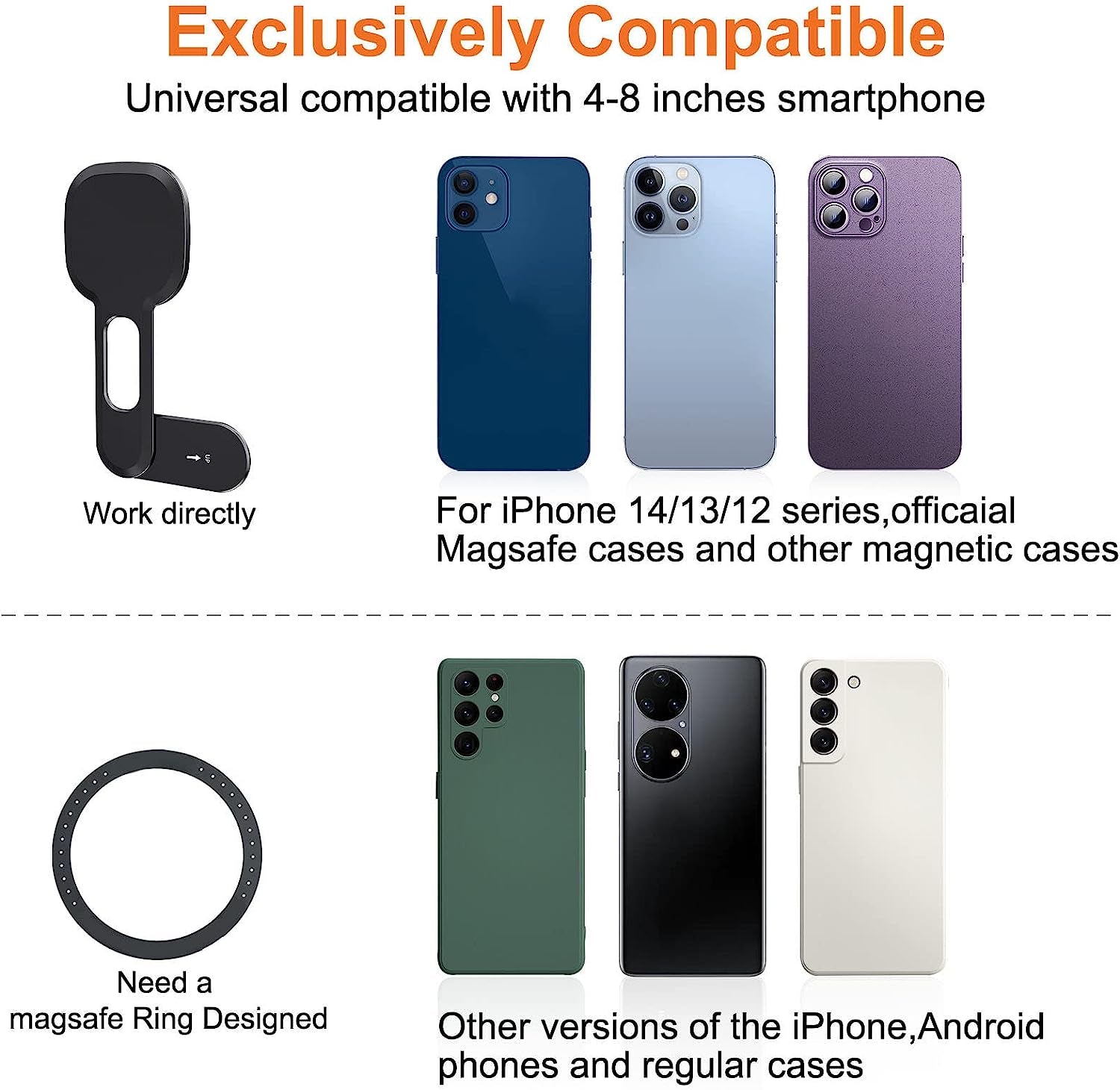 GOWENIC Magnetic Laptop Phone Holder, Adjustable Monitor Side Mount Phone Holder, for Slim Portable Foldable Smartphone Stand, Foldable Laptop Side Mount Clip  GOWENIC   