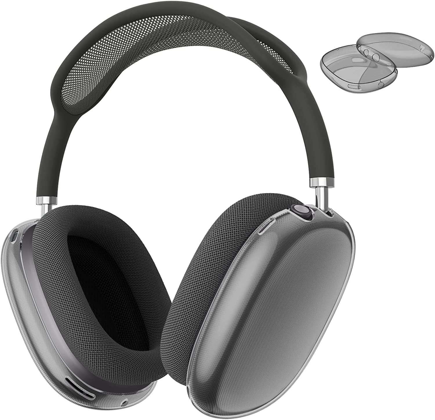 Fintie Case Cover for Airpods Max Headphones, Soft TPU Clear Anti-Scratch Protective Cover for Airpod Max, Transparent Accessories Skin Protector for Airpods Max Headphones (Crystal Clear)  FINTIE Clear Black  