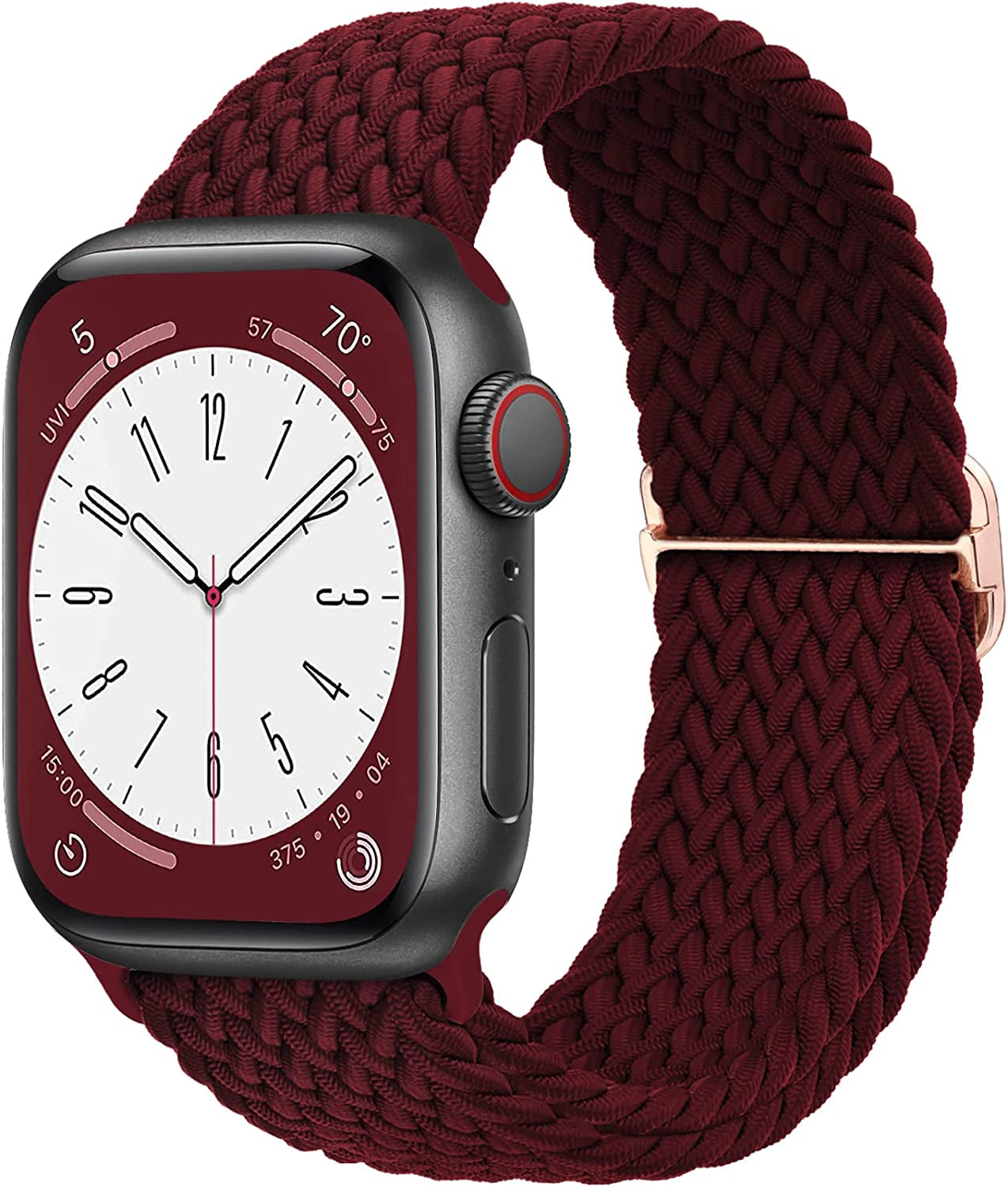 Merlion Stretchy Braided Solo Loop Compatible with Apple Watch Band 38Mm 40Mm 41Mm 42Mm 44Mm 45Mm 49Mm, Sports Adjustable Elastic Straps for Iwatch  Merlion Wine 38MM/40MM/41MM 