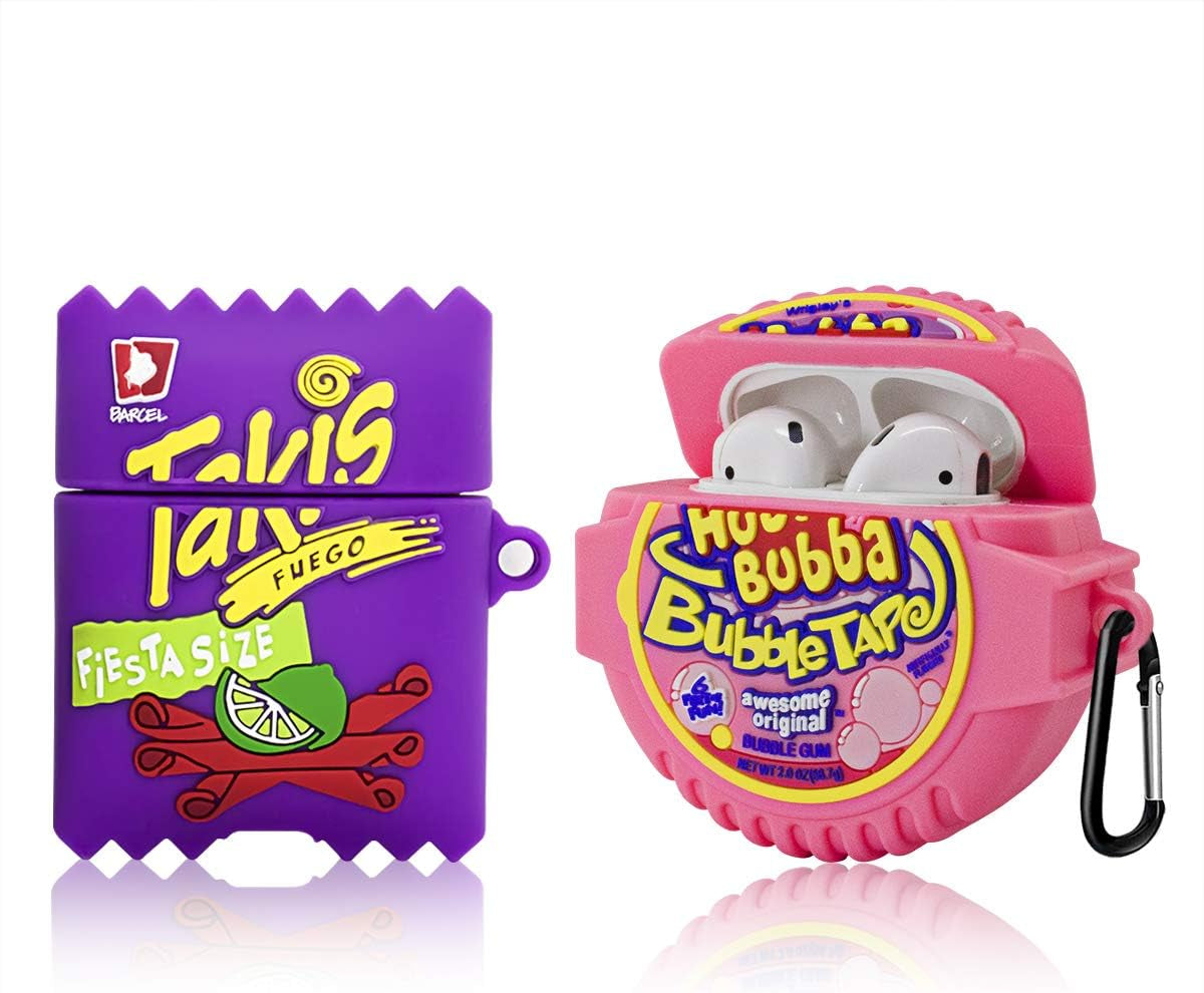 [2Pack] Airpods 2&1 Case, Soft Silicone Takis Potato Chips+Bubba Candy Case, 3D Cute Funny Fun Cartoon Kawaii Food Fashion Airpod Cover with Keychain, Airpod Skin Accessories for Kids Teens Boys Girls  Alquar   