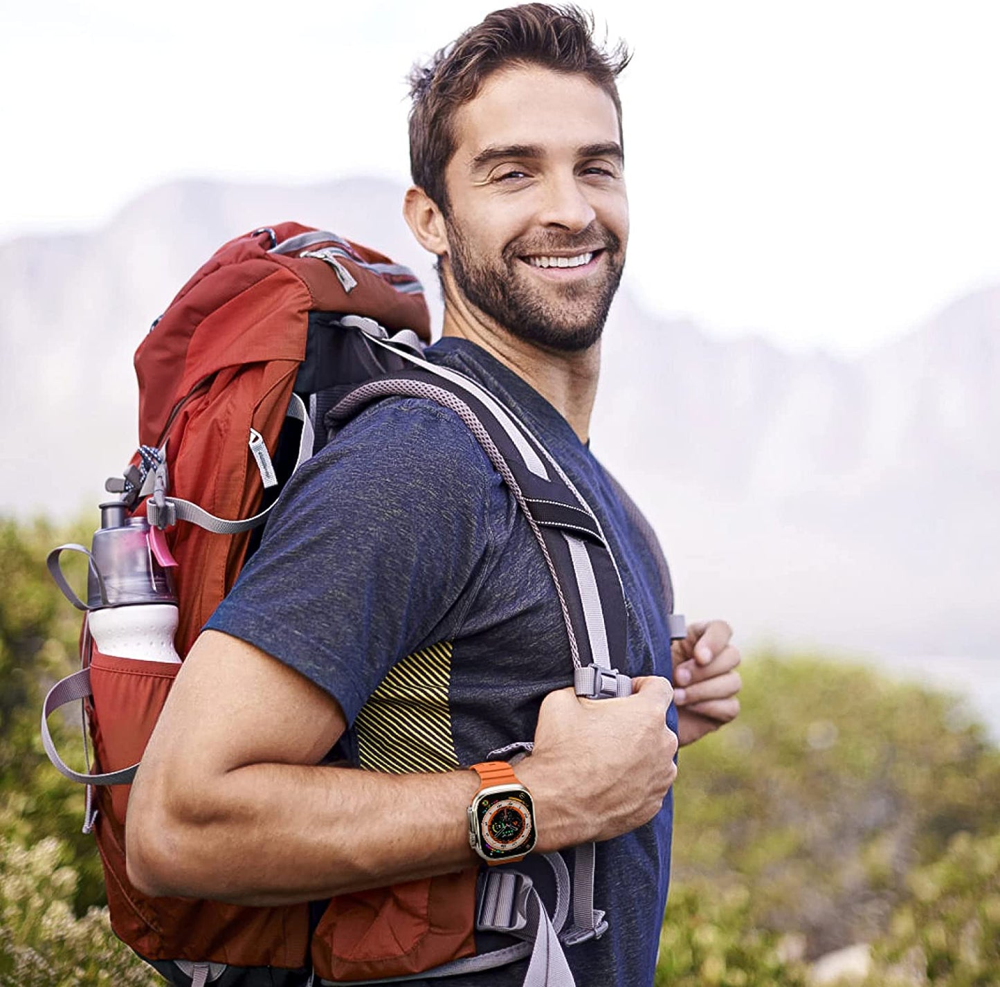 Sport Bands Compatible with Apple Watch Ultra Band 49Mm 45Mm 44Mm 42Mm for Men, Waterproof Silicone Wristbands Replacement Strap for Iwatch Series 8 7 6 5 SE Ultra, 2 Packs  Suitisbest   