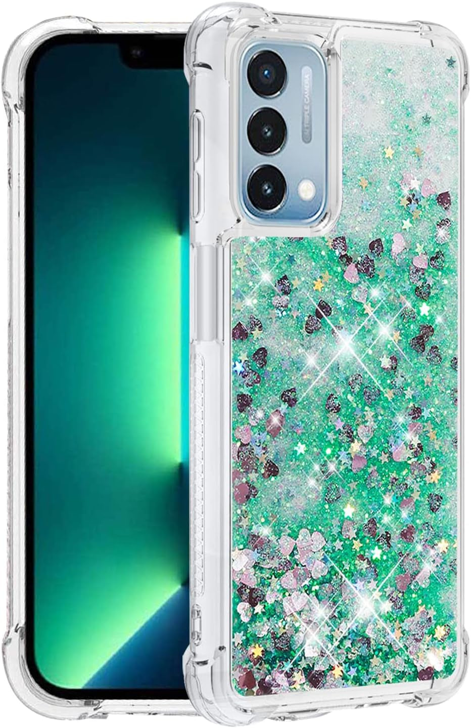 Yarxiawin Comepatible with Oneplus Nord N200 5G Case Glitter Sparkle Gold, Luxury Oneplus Nord N200 5G Phone Case Silicone Shiny Bumper Protective Case Anti-Scratch Cover (Blue)  Yarxiawin Green  