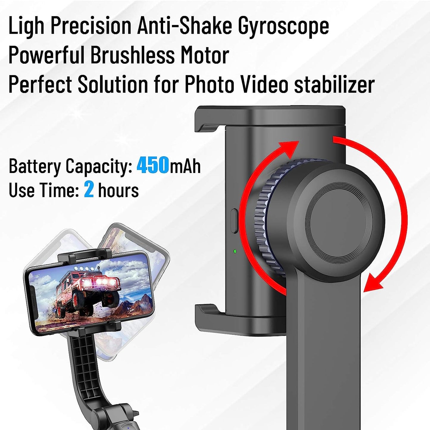 Gimbal Stabilizer for Smartphone with Extendable Selfie Stick and Tripod, 1-Axis Multifunction Remote 360°Automatic Rotation, Auto Balance for Iphone/Android  Obudyard   