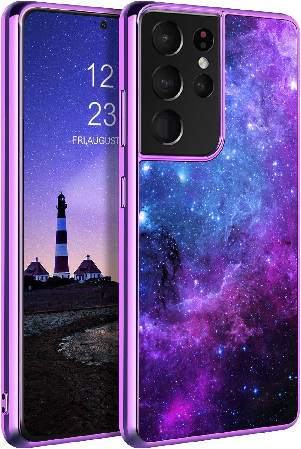 GUAGUA Compatible with Samsung Galaxy S21 Ultra 5G Case 6.8 Inch Glow in the Dark, Noctilucent Luminous Space Nebula Slim Fit Cover Protective anti Scratch Cases for Samsung S21 Ultra 5G, Blue Nebula  GUAGUA   