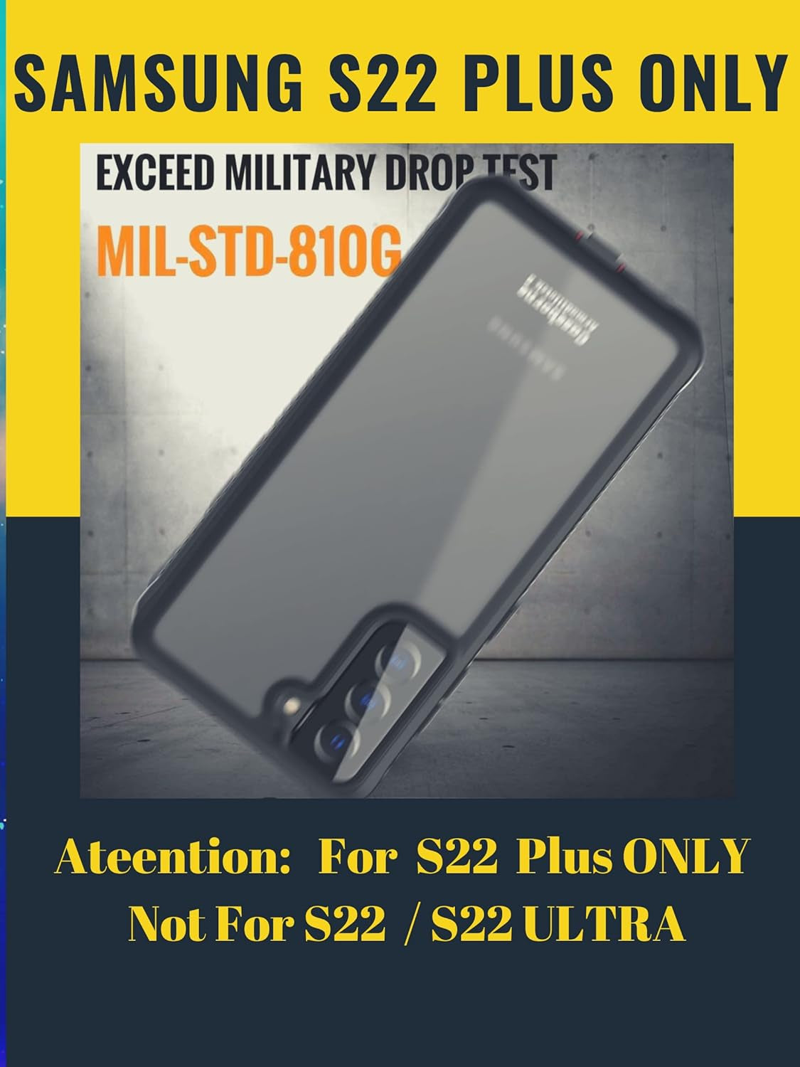 Caseborne Armadillotek S Compatible with Samsung Galaxy S22+Plus 5G Case, [Military Grade Drop Tested] Translucent Matte Hard Back with Soft Edge- Matte Black  CaseBorne   