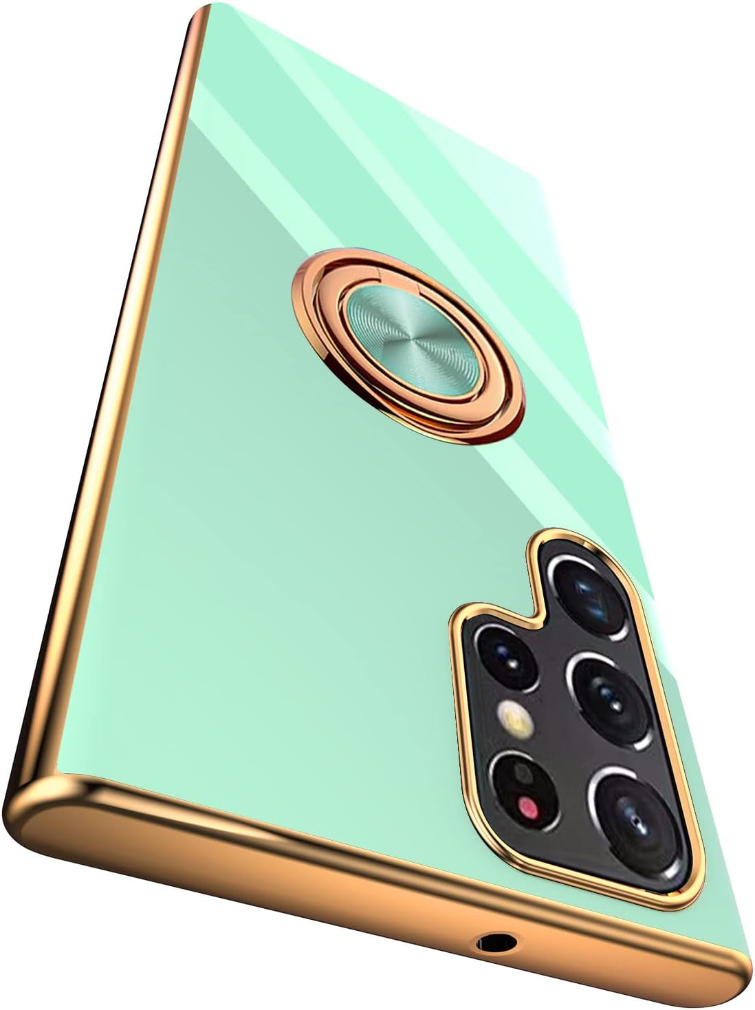 Tnarru Compatible for Samsung Galaxy S22 plus Case with Ring Holder Kickstand [With Magnetic] Soft TPU Shockproof Electroplated Protective Phone Case for Galaxy S22+ 5G Black  Tnarru Light Green Galaxy S22 Ultra 