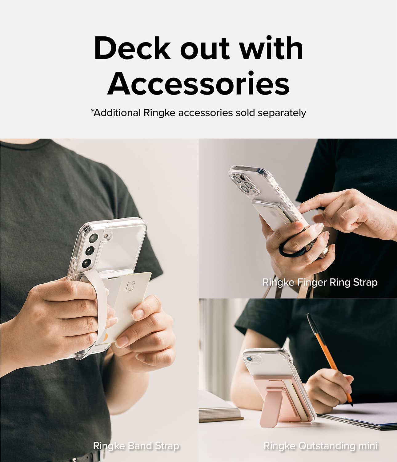 Ringke Magnetic Side Slot Card Holder for Phone Case, Business Card Holder for Back of Phone, ID Credit Card Wallet Compatible with Magsafe, and Iphone 14, 13, 12, Pro Max Mini - Clear Mist  Rearth   