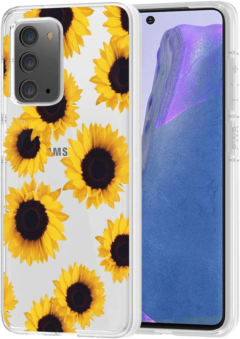 Zoeirc Case for Galaxy Note 20 5G, Samsung Note 20 Clear Case for Girls, Soft TPU 360 Full Body Shockproof Hybrid Bumper Crystal Clear Phone Case Cover for Samsung Galaxy Note 20 (Blue Butterfly)  Zoeirc Clear Sunflower  