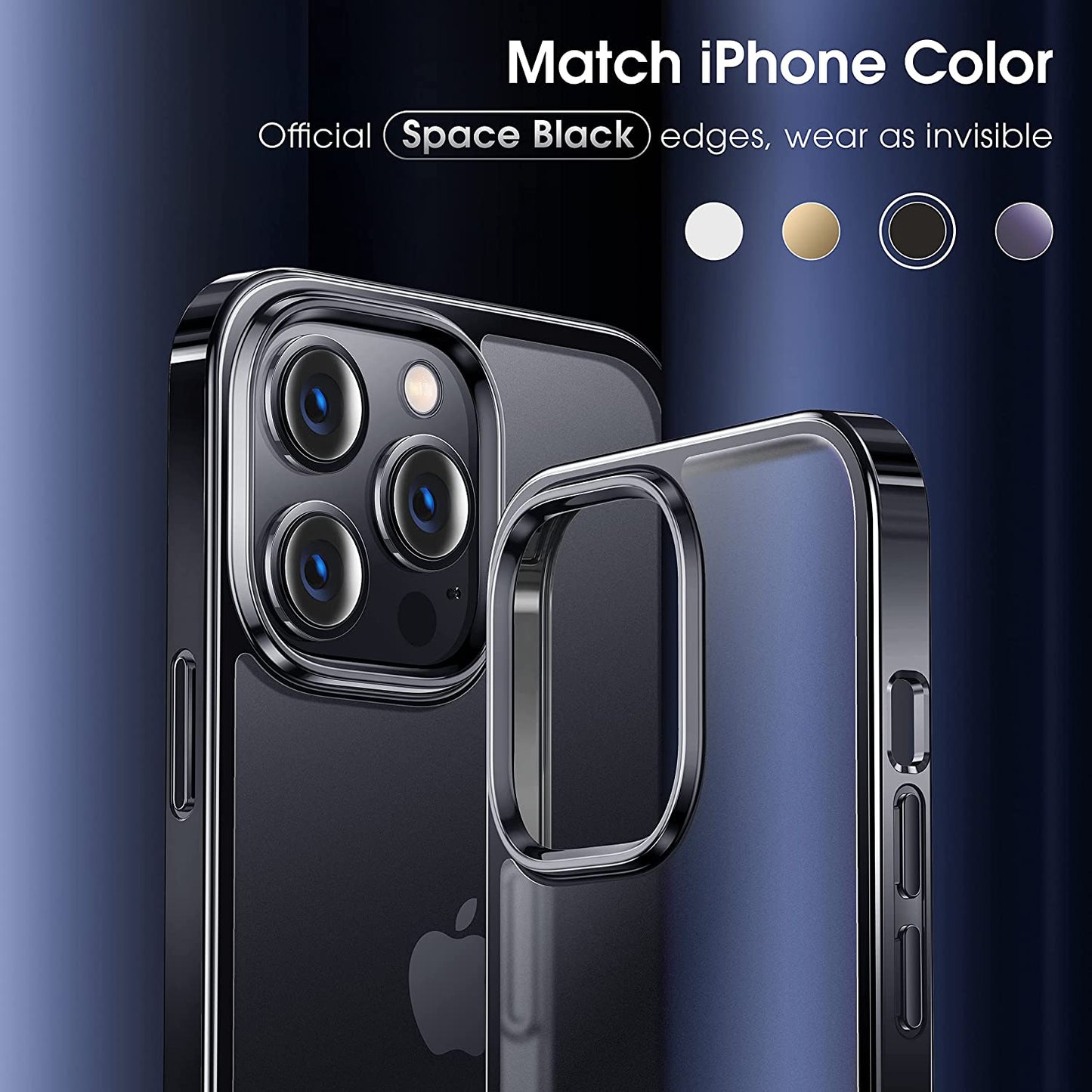 Alphex Invisible Clear Case for Iphone 14 Pro [Look as Caseless] [Never Yellowing] 8FT Military Grade Protective Soft Glossy Bumper Matte Slim Women Men Phone Cover 6.1 Inch, Space Black  Alphex   