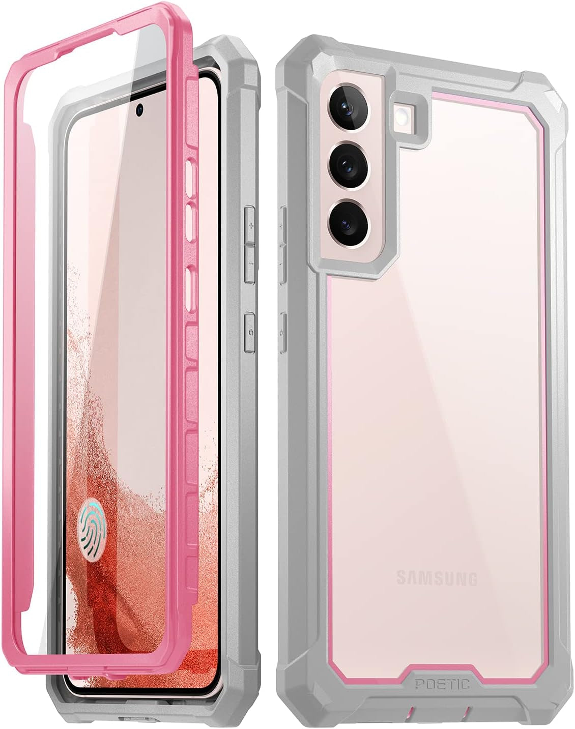 Poetic Guardian Case for Samsung Galaxy S22+ plus 5G 6.6" (2022) [6FT Mil-Grade Drop Tested], Built-In Screen Protector Work with Fingerprint ID, Full Body Rugged Shockproof Cover Case, Purple/Clear  Poetic Pink  
