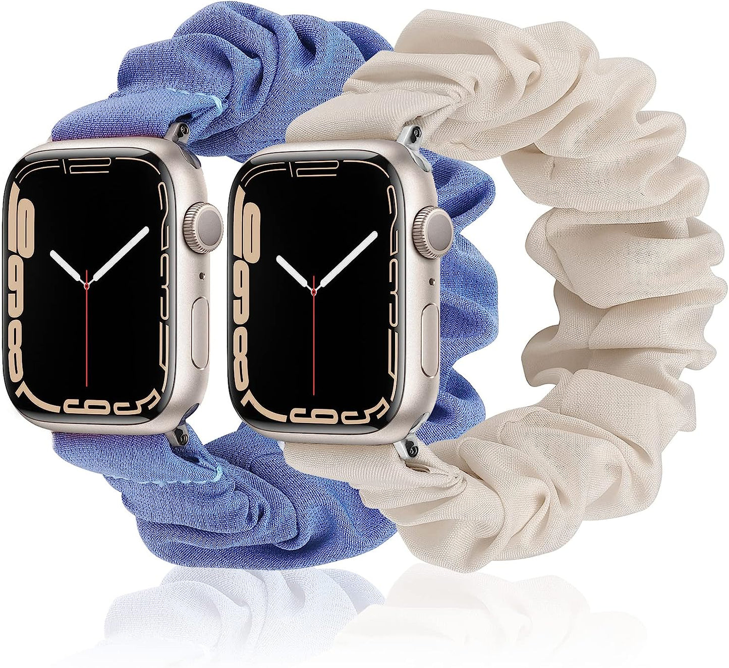 TOYOUTHS 2 Packs Scrunchie Elastic Watch Bands Compatible with Apple Watch Bands 44Mm 42Mm 40Mm 38Mm 41Mm 45Mm for Women Stretchy Bands Bracelet Replacement Bands for Iwatch Series 8/7/6/5/4/3/2/1/SE  TOYOUTHS Blue/Starlight 42MM/44MM/45MM-S 