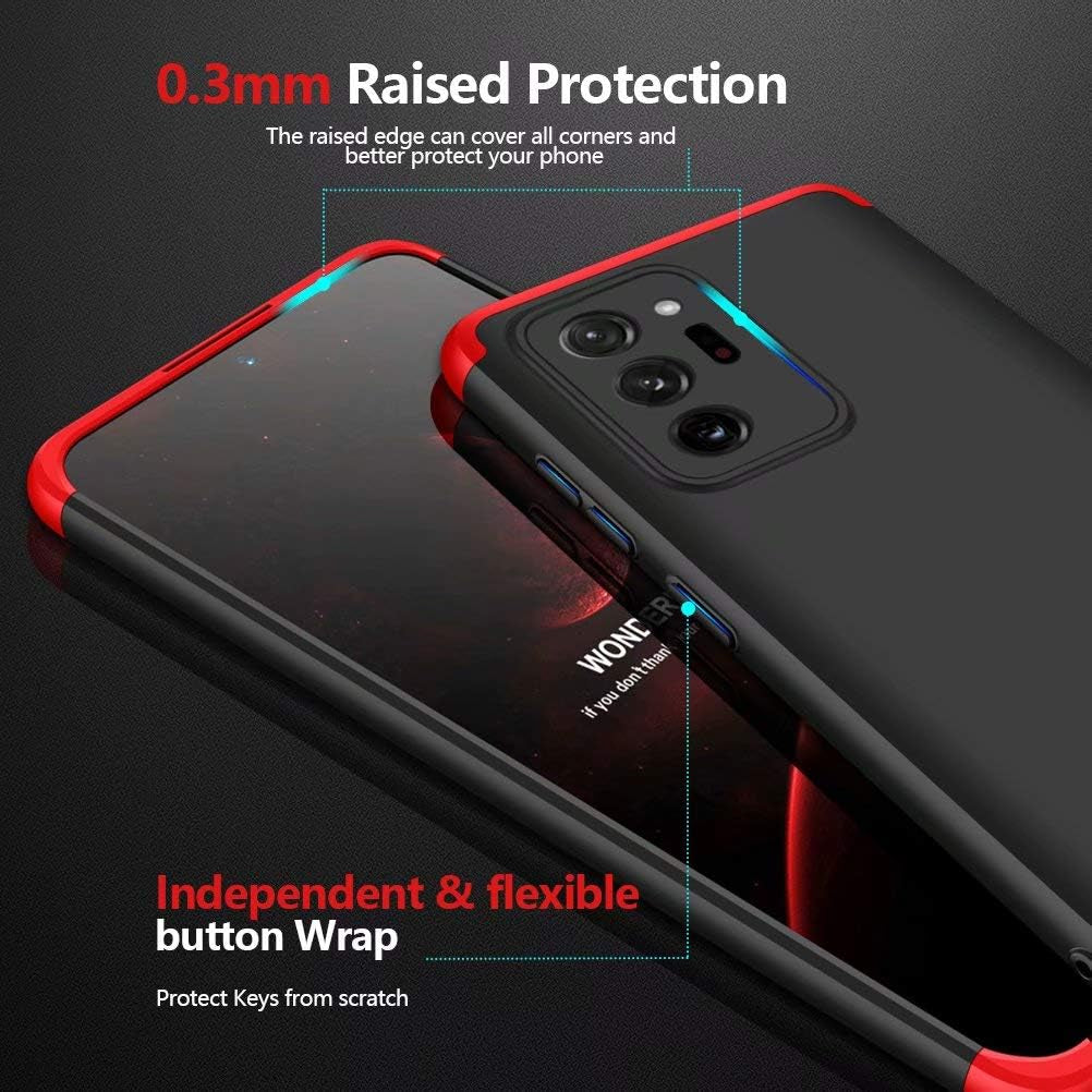 ATRAING Galaxy Note 20 Ultra Case, Hard Ultra-Thin Shockproof PC 3 in 1 Velvet Touch Fingerprint-Proof Anti-Slip Anti-Marks Cover for Samsung Galaxy Note 20 Ultra (Red+Black+Red)  ATRAING   