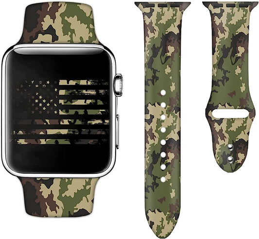 Camo Watch Bands Compatible with Apple Watch 38Mm 40Mm 41Mm 42Mm 44Mm 45Mm for Women Men, Adjustable Soft Silicone Sport Wristbands Replacement Strap for Iwatch Series 7 6 5 4 3 2 1  GEJPJGE   
