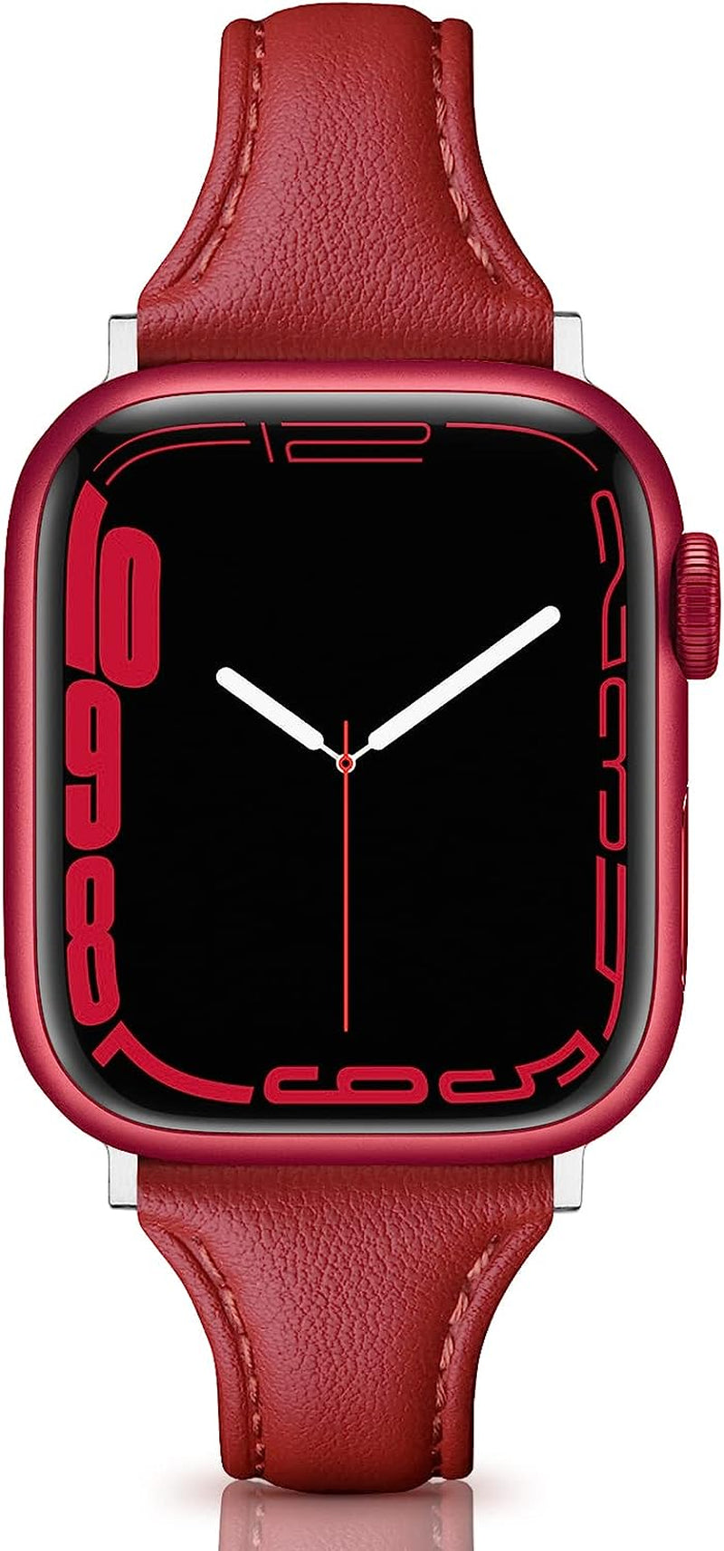 Eyamumo Leather Band Compatible for Apple Watch Band 38Mm 40Mm 41Mm, Slim Thin Elegant Genuine Leather Strap Compatible for Iwatch Series 8, 7, 6, 5, 4, 3, 2, 1, SE, Sport & Edition for Women  Eyamumo Hibiscus Red 38mm / 40mm / 41mm 