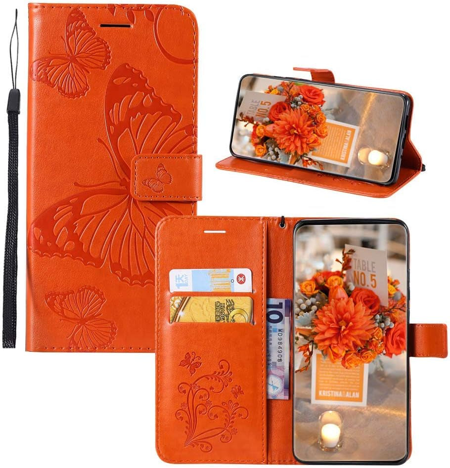 IVY V30 Butterfly Wallet Case for LG V30 - Blue  IVY Orange  