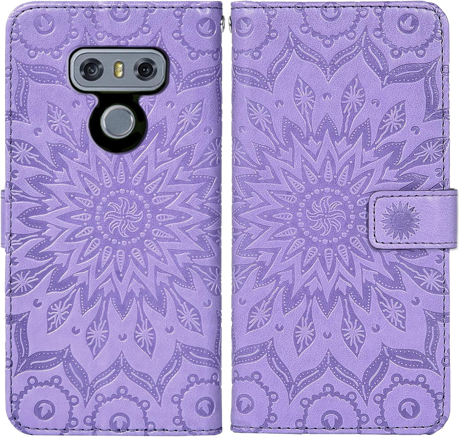 Phone Case for LG G6 Wallet Cases with Tempered Glass Screen Protector and Leather Slim Flip Cover Card Holder Stand Cell Accessories LGG6 Thinq LG6 Thin Q G 6 plus G6+ 6G VS988 H872 Women Purple  Asuwish   