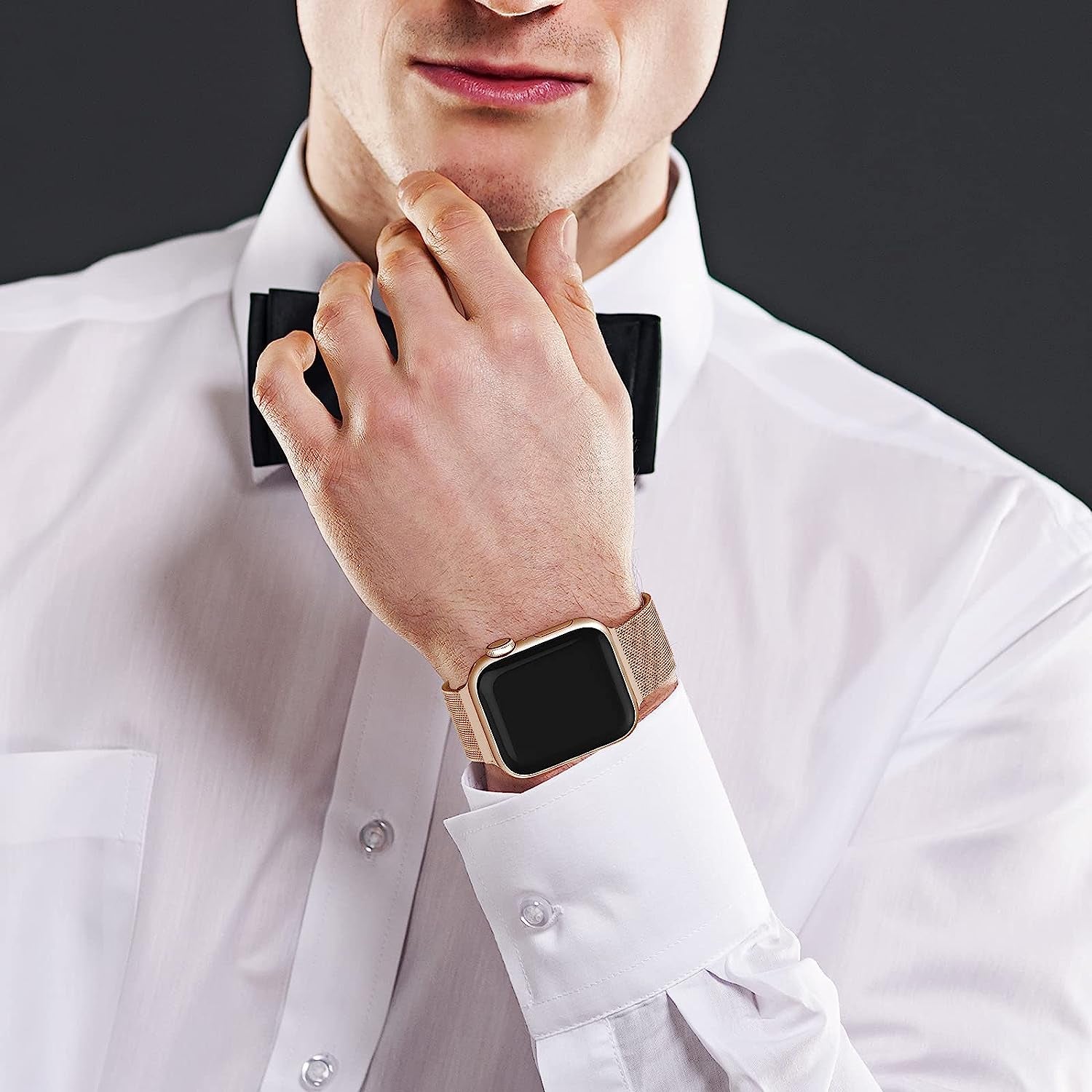 Compatible for Apple Watch Bands 38Mm / 40Mm / 41Mm for Iwatch Series 7, 6, 5, 4, 3, 2, 1, SE Sport Edition- Stainless Steel Mesh Adjustable Replacement Strap for Women / Men - Rose Gold  FUZVOL   