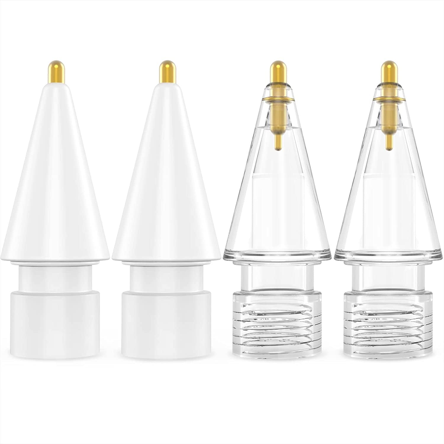 NIUTRENDZ 4 Pack Replacement Tips for Apple Pencil 2Nd Generation and 1St Generation Fine Point Metal Tip, Wear-Resistant & Precise Control (1.95Mm, Clear + Pink + Blue + Grey)  NIUTRENDZ 1.95mm - White and Clear 1.95mm 