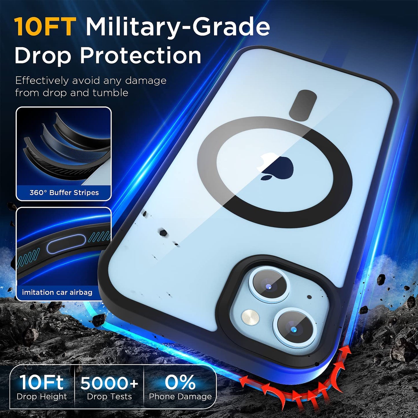 (2023 New) for Iphone 14 plus Case with Magsafe, [Strong Magnet] [Non-Yellowing] [10FT Military Grade Protection] Magnetic Clear Slim Mag Safe Bumper Thin Cover for (Apple 14Plus, Clear-Black)  Gotrays Gavin LLC   