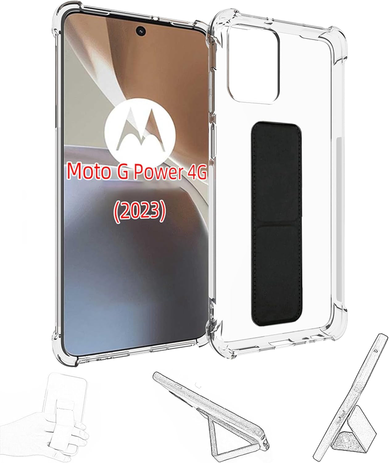 Jioeuinly for Sony Xperia 1 V Case Compatible with Sony Xperia 1 V Phone Case Cover [Adhesive Folding Support] [Shockproof Protection] Clear  jioeuinly Moto Power 4G 2023  