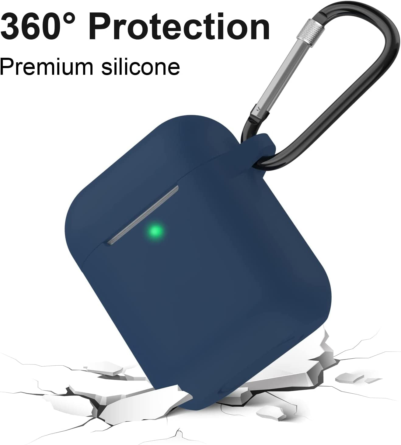 SATLITOG Airpods Case Cover with Secure Lock Keychain, Protective Silicone Cover Compatible with Apple Airpods 2Nd & 1St Charging Case - Dark Blue  SATLITOG   