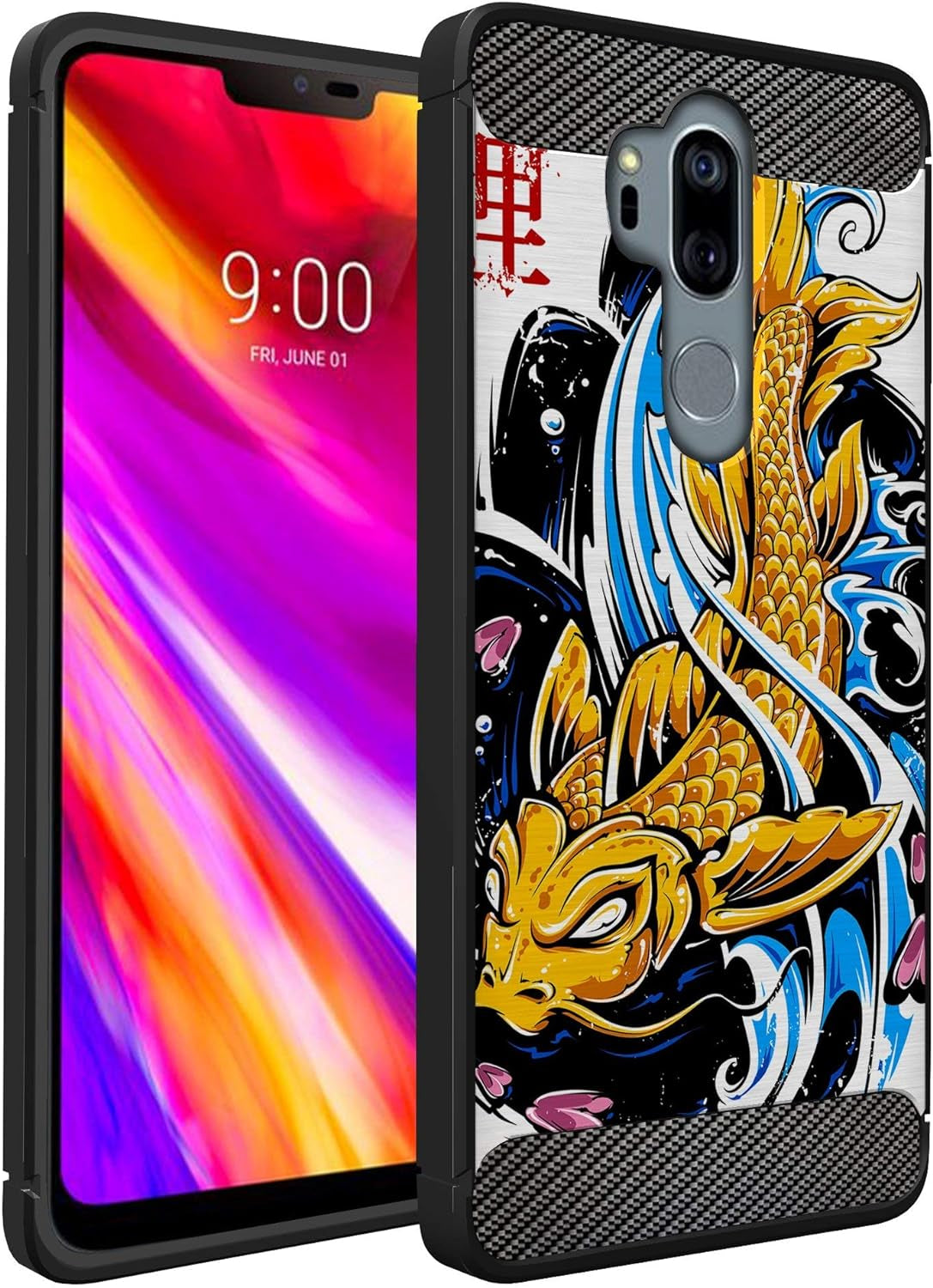 Casesondeck Case Compatible with [LG G7 / LG G7 Thinq] Pictorial Patterned TPU Design Case Flexible Slim and Elegant (Cobra Tiger)  CasesonDeck Koi Fish  