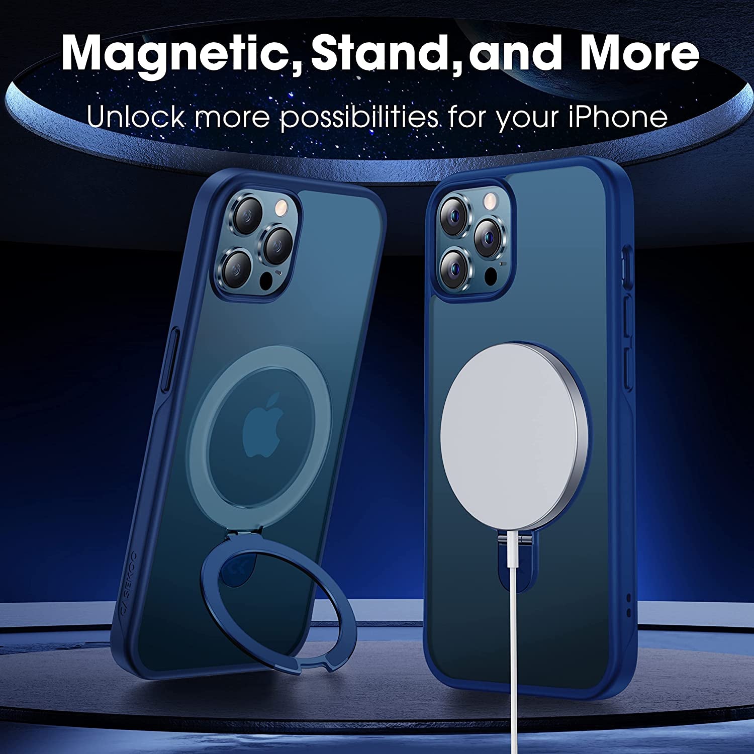 CASEKOO for Iphone 12 Pro Max Case with Magnetic Invisible Stand [Military Drop Protection] [Compatible with Magsafe] Shockproof Slim Translucent Matte Cases 6.7 Inch 2020, Blue  CASEKOO   