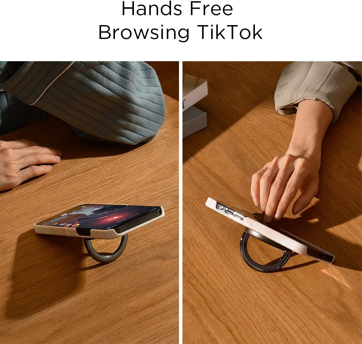 LISEN Magnetic Phone Ring Holder Cell Phone Grip for Back of Phone Gripper Loop Finger Holder Adjustable Kickstand Only for Magsafe Iphone 14 13 13 Pro 13 Mini 13 Pro Max 12 12 Pro 12 Mini - Grey  LISEN   