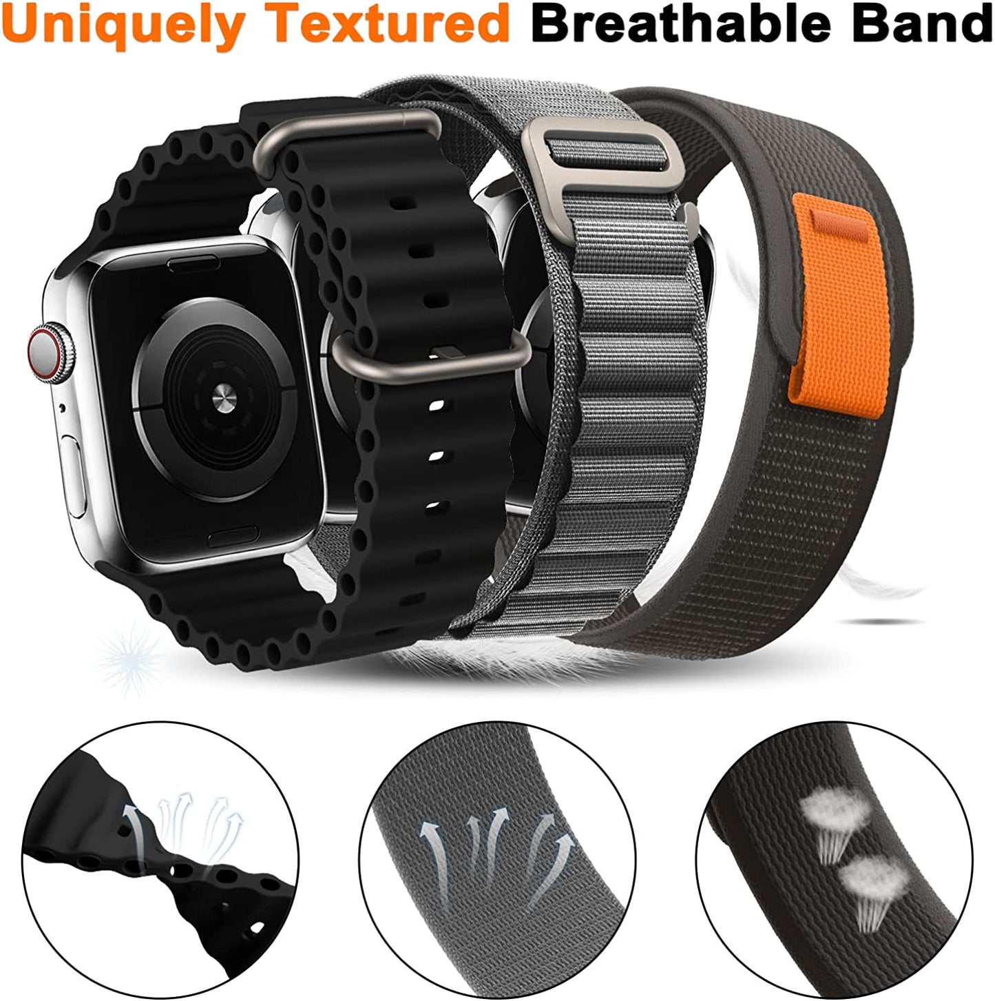 8 Pack Bands - Alpine Loop+Trail Loop+Ocean Band Compatible with Apple Watch Band 49Mm 45Mm 44Mm 42Mm for Men Women, Adjustable Sport Strap for Iwatch Ultra Series 8/7/6/5/4/3/2/1/SE  GDKBAND   