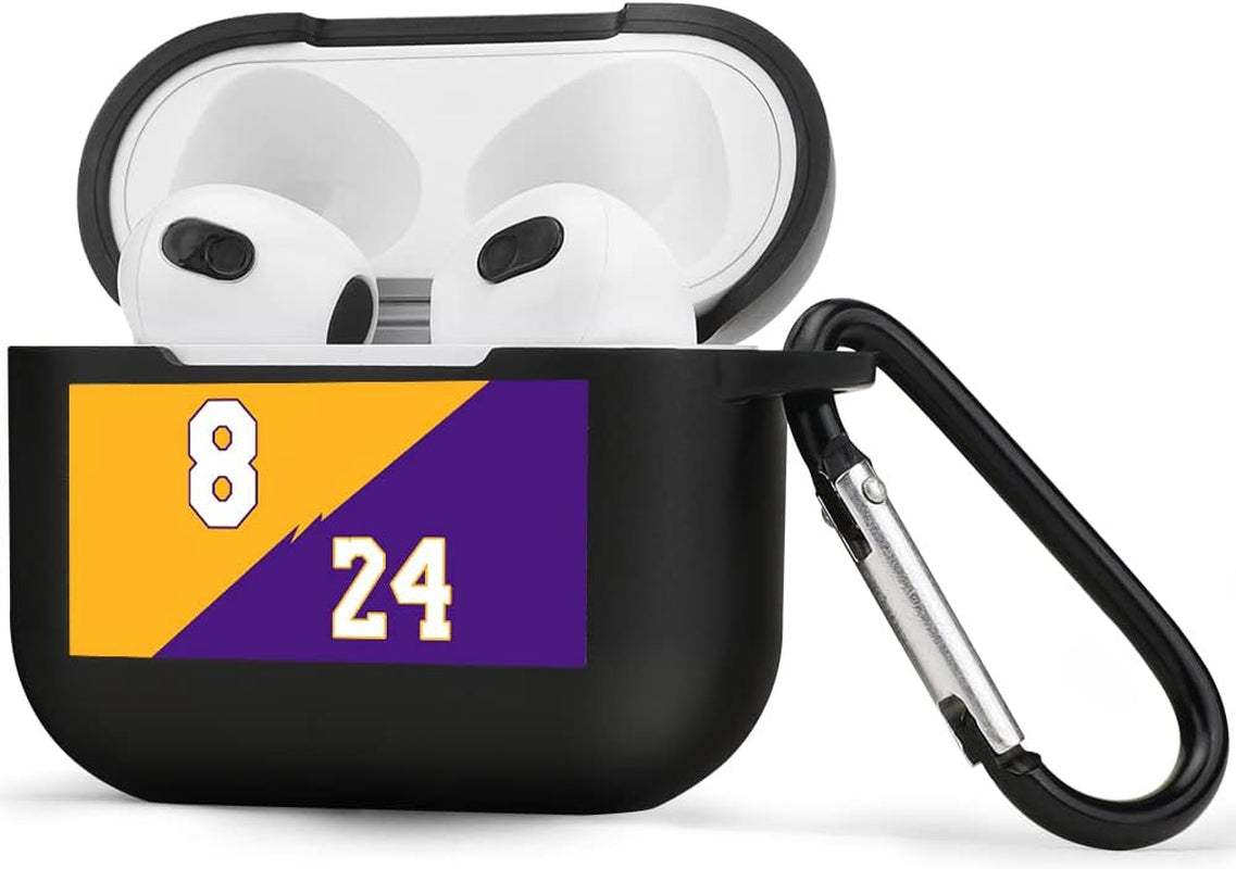 Jusy 8&24 Basketball Jersey Case for Airpods Pro Case with Keychain Clip Accessories, Silicone Skin Protective Cover for Airpods Pro Charging Case MB Spirit Inheritance for Fans  Jusy Airpods 3  