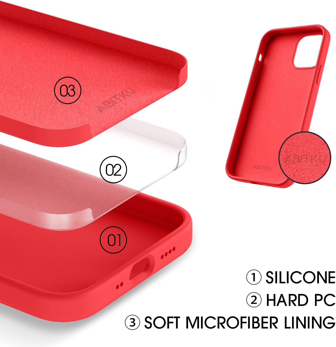 ABITKU Compatible with Iphone 12 Mini Case, [Silky Series] Slim Liquid Silicone Full Body Protection Shockproof Cover 5.4 Inch, Red Coral  abitku   