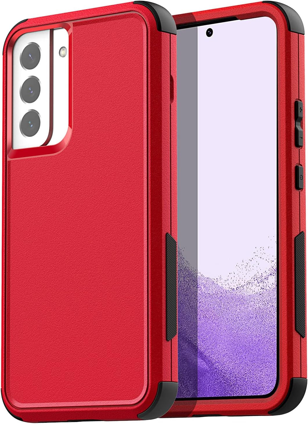 Aicase for Samsung Galaxy S22 Case with Screen Protector,Heavy Duty Drop Protection Full Body Rugged Shockproof/Dust Proof Military Protective Tough Durable Phone Cover for Samsung S22 6.1“_5  AICase Red/Black Case  