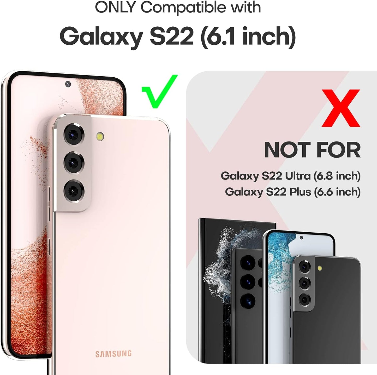 TAURI [5 in 1] Shockproof Designed for Samsung Galaxy S22 Case 5G 6.1 Inch, with 2 Pack Tempered Glass Screen Protector + 2 Pack Camera Lens Protector [Military Grade Protection] Slim Thin Cover  TAURI   