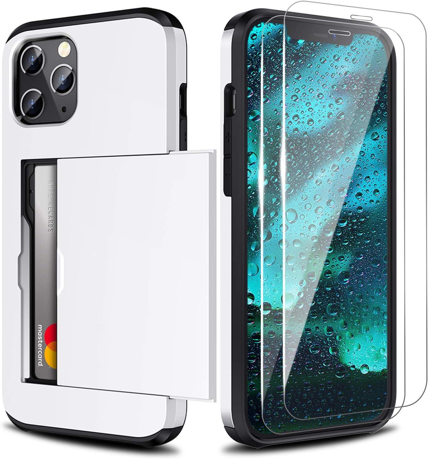 Zuslab Wallet Case Compatible with Apple Iphone 12 Pro Max, Cover with Card Holder, Shockproof anti Scratch Replacement for Iphone 12 Pro Max, with Screen Protector [X2Pack] Dark Blue  ZUSLAB White  