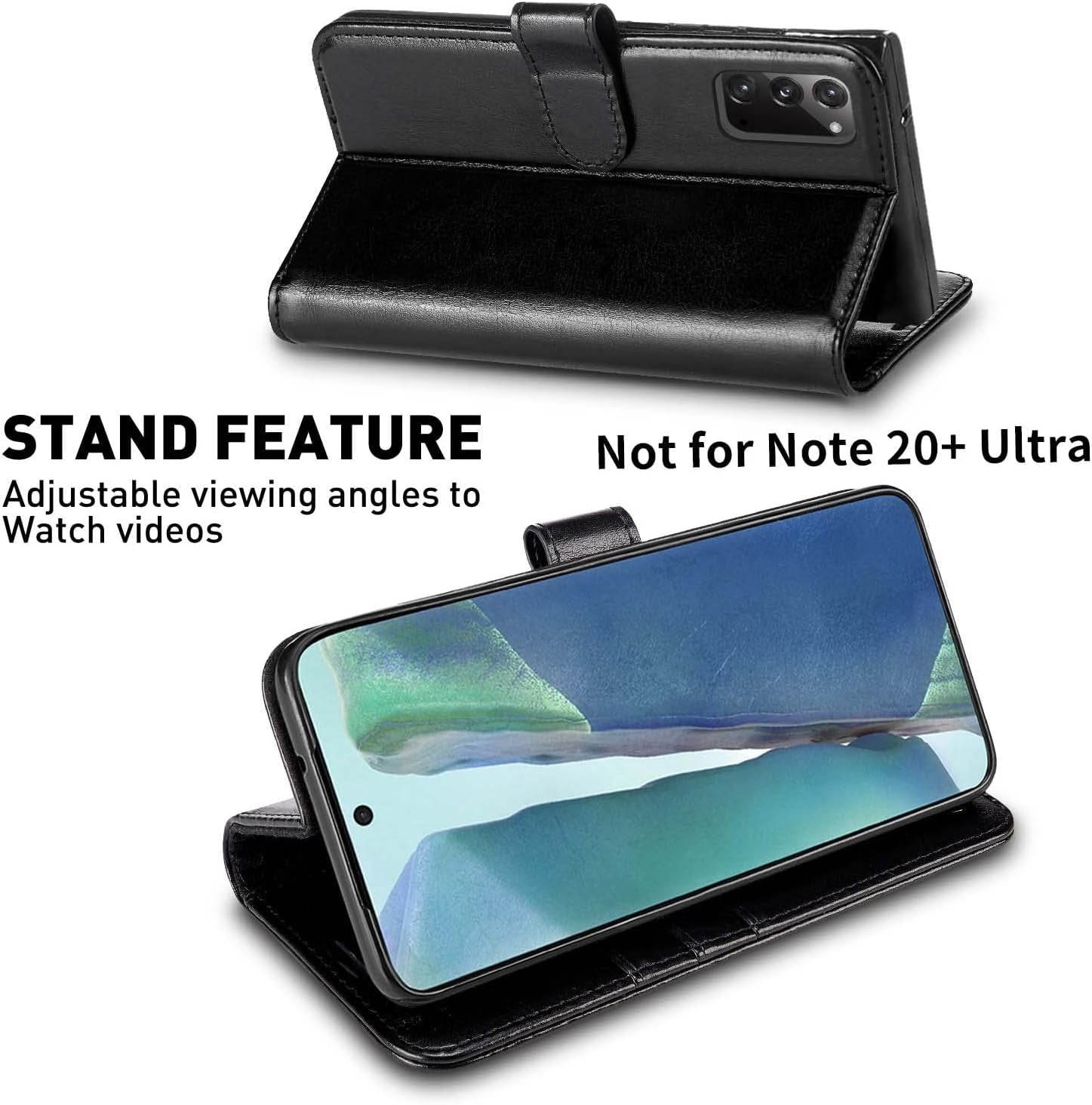 MONASAY Galaxy Note 20 5G Wallet Case, 6.7 Inch, [Included Screen Protector][Rfid Blocking] Flip Folio Leather Cell Phone Cover with Credit Card Holder for Samsung Galaxy Note 20 5G, Black  MONASAY   