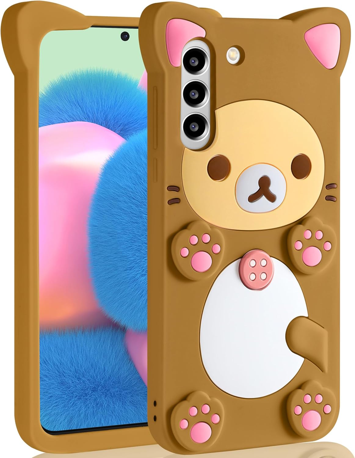 Stsnano Kawaii for Note 20 Ultra Case 3D Cute Cartoon Bear Phone Cases Fashion Cool Fun Funny Bear Soft TPU Covers for Samsung Galaxy Note 20 Ultra 5G 6.9" Silicone Cover for Women Girls Kids PK  STSNano Brown For Samsung Galaxy S22 