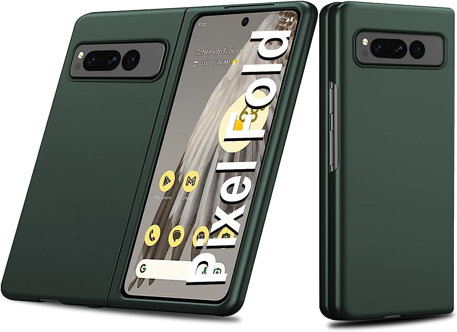For Google Pixel Fold Case 2023 New, 2 in 1 Ultra Slim Lightweight Anti-Drop Wear-Resistant PC Material Hard Flip Cover for Google Pixel Fold 5G Heavy Duty Protective Phone Case (Black)  Giyer Green  