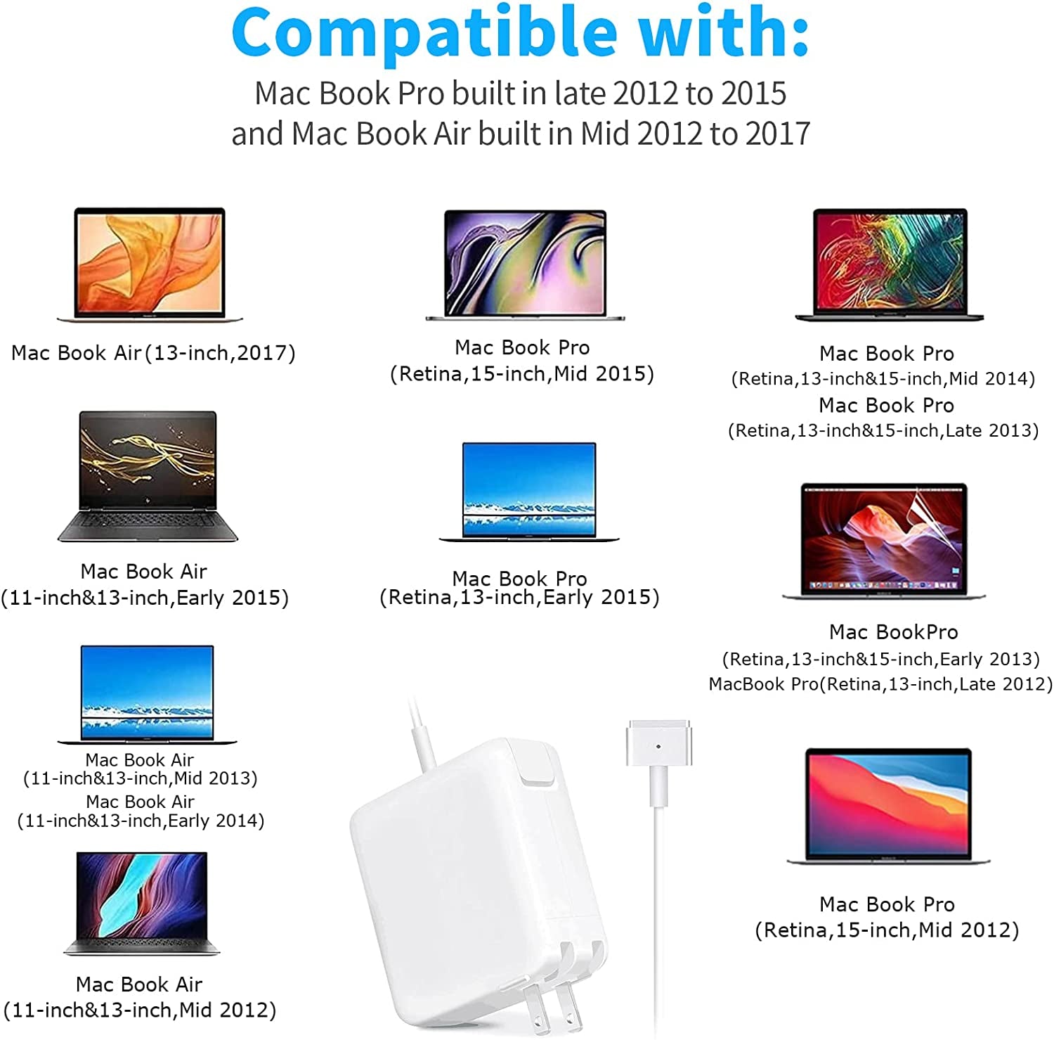 Mac Book Pro Charger - 60W T-Tip Magnetic Charger Power Adapter, Universal Laptop Charger Compatible with Mac Book Air/Mac Book Pro 13-Inch Retina Display(After 2012)  E-POWIND   