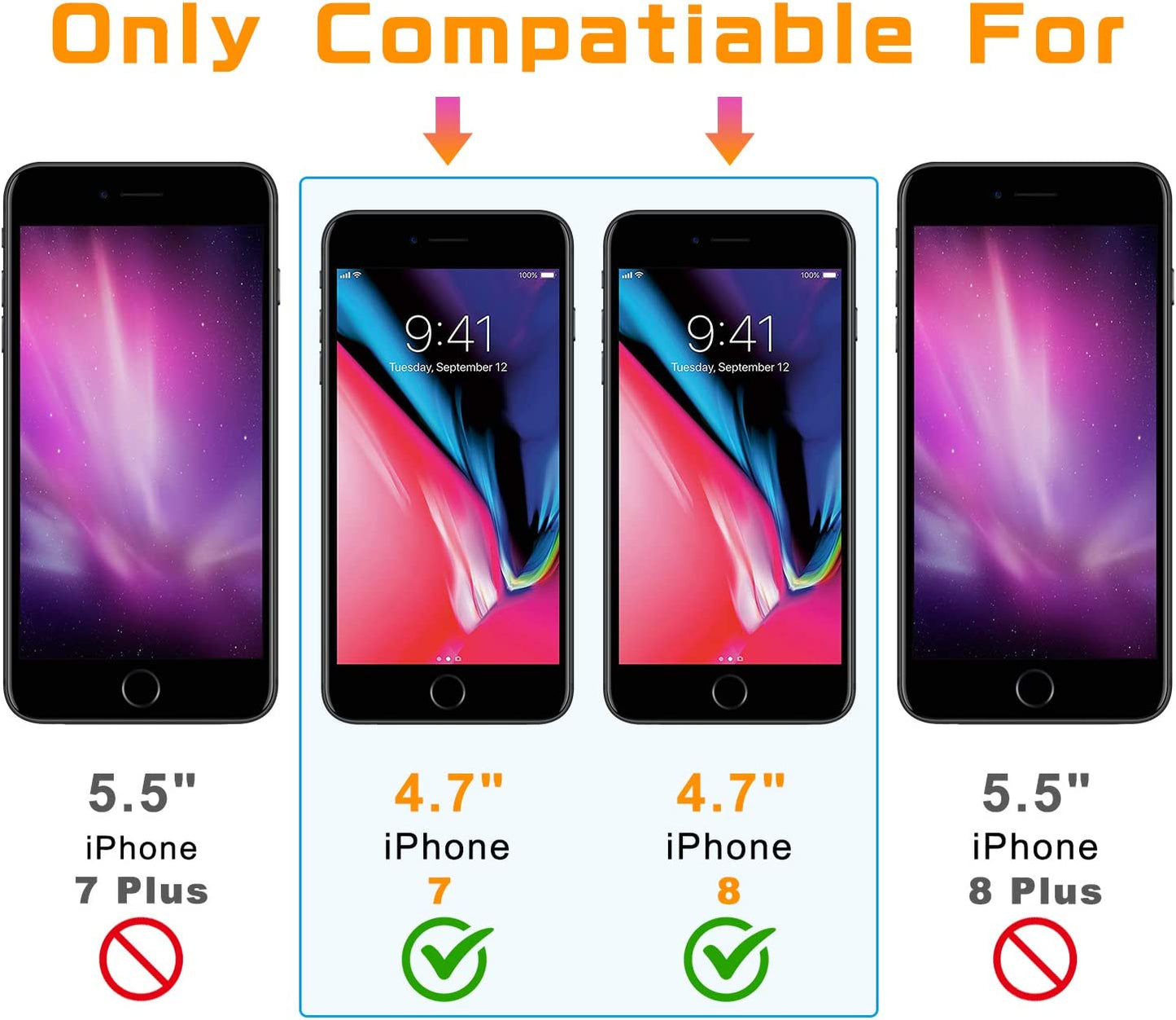 NEARPOW [4 Pack] for Iphone 8 / Iphone 7 Screen Protector [Tempered Glass] Screen Protector with [9H Hardness] [Crystal Clear] [Easy Bubble-Free Installation] [Scratch Resist]  NEARPOW   