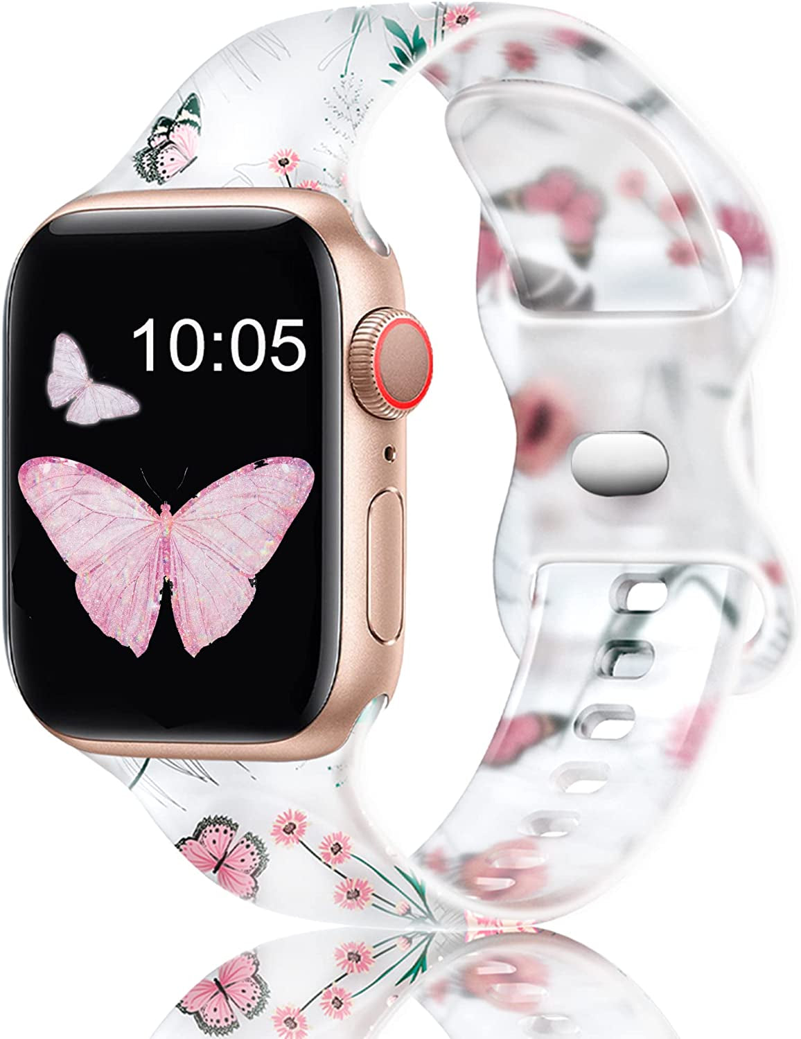 Witzon Compatible with Apple Watch Band Series 8/7/6/5/4/3/2/1/Se/Ultra, Iwatch 38Mm 40Mm 41Mm 42Mm 44Mm 45Mm 49Mm Bands for Women, Cute Print Silicone Sport Strap Replacement Accessories  Witzon Spring Garden 38/40/41mm S/M 