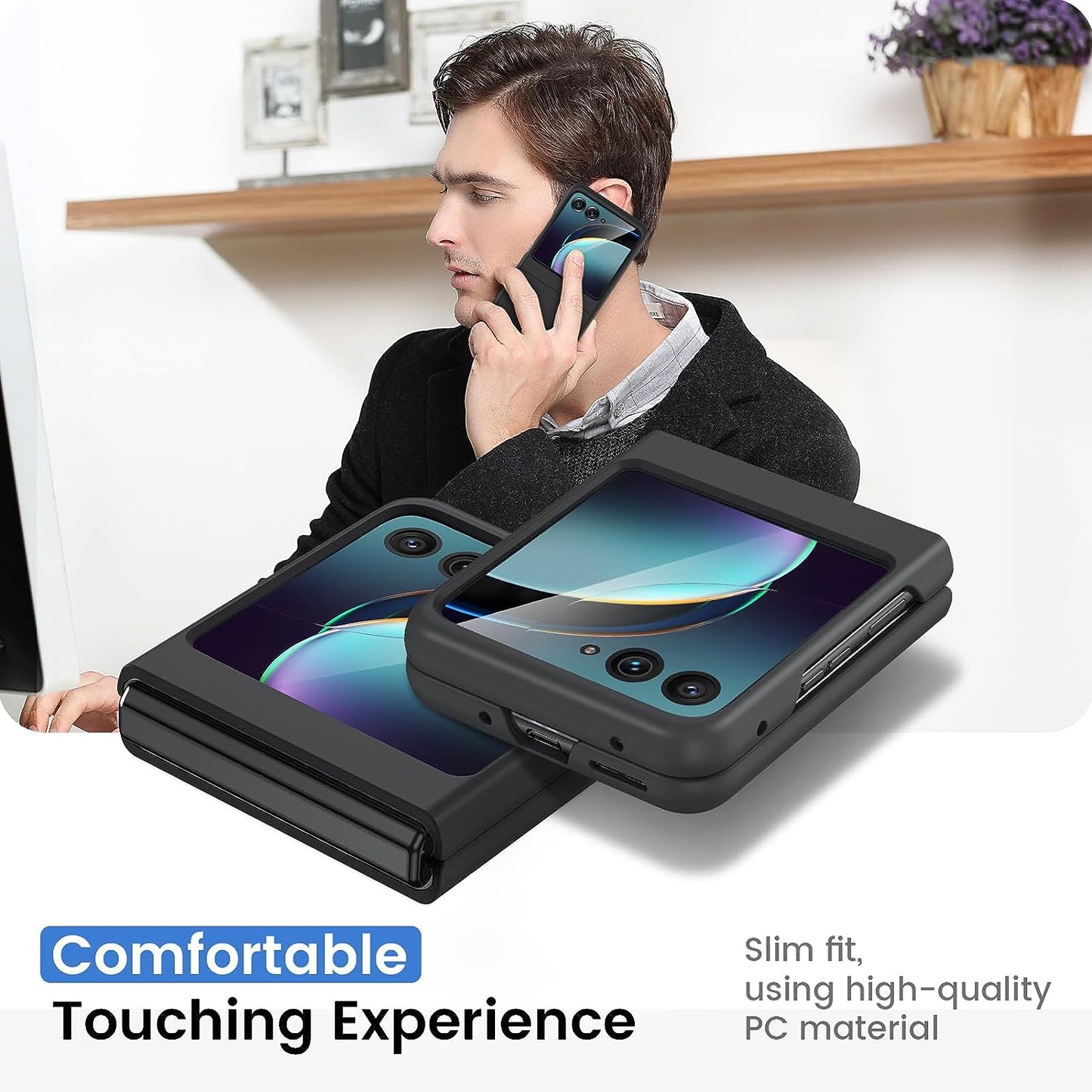 VEGO for Motorola Razr plus Case, Motorola Razr+ 2023 Full Body Cover with [Built-In Camera Screen Protector] Hard PC Bumper Protective Shockproof Scratch Resistant Slim Fit Case - Black  VEGO   