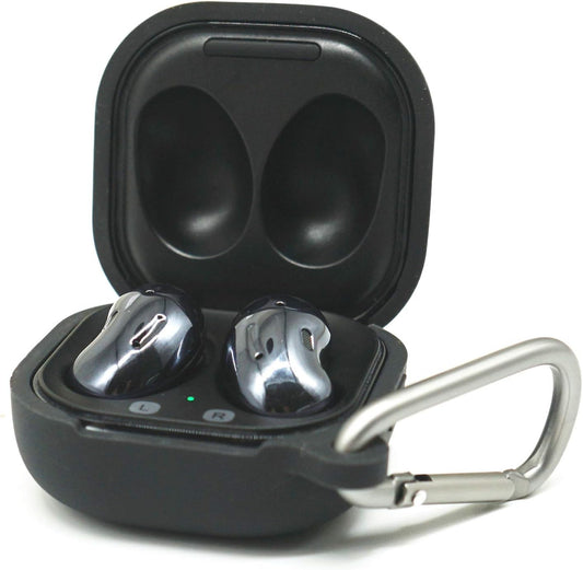 ZALUJMUS Silicone Case for Samsung Galaxy Buds Live, Anti-Break Anti-Lost & Shockproof Easy Carrying Protective Case Cover with Carabiner (Black)  ZALUJMUS   