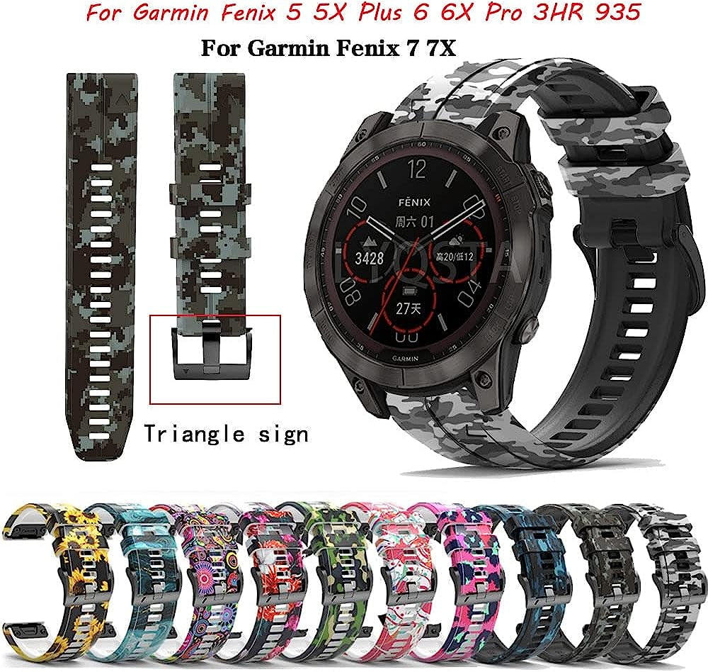 XIRIXX 22/26Mm Wrist Band Strap for Garmin Fenix 7 7X 5 5X 6 6X Pro 935 945 Smart Watch Printed Sport Quick Release Silicone Watchband  XIRIXX   