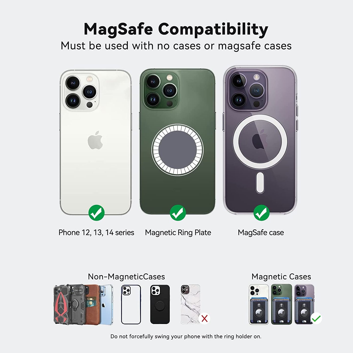 Magnetic Wallet Card Holder with Airtag Holder, Mag Safe Card Holder Airtag Wallet for Iphone 14 Pro Max/14Pro/14/13/12, Airtag Mag-Safe Wallet Leather for Back of Iphone 14/13/12 Series, Midnight  RUWGT   