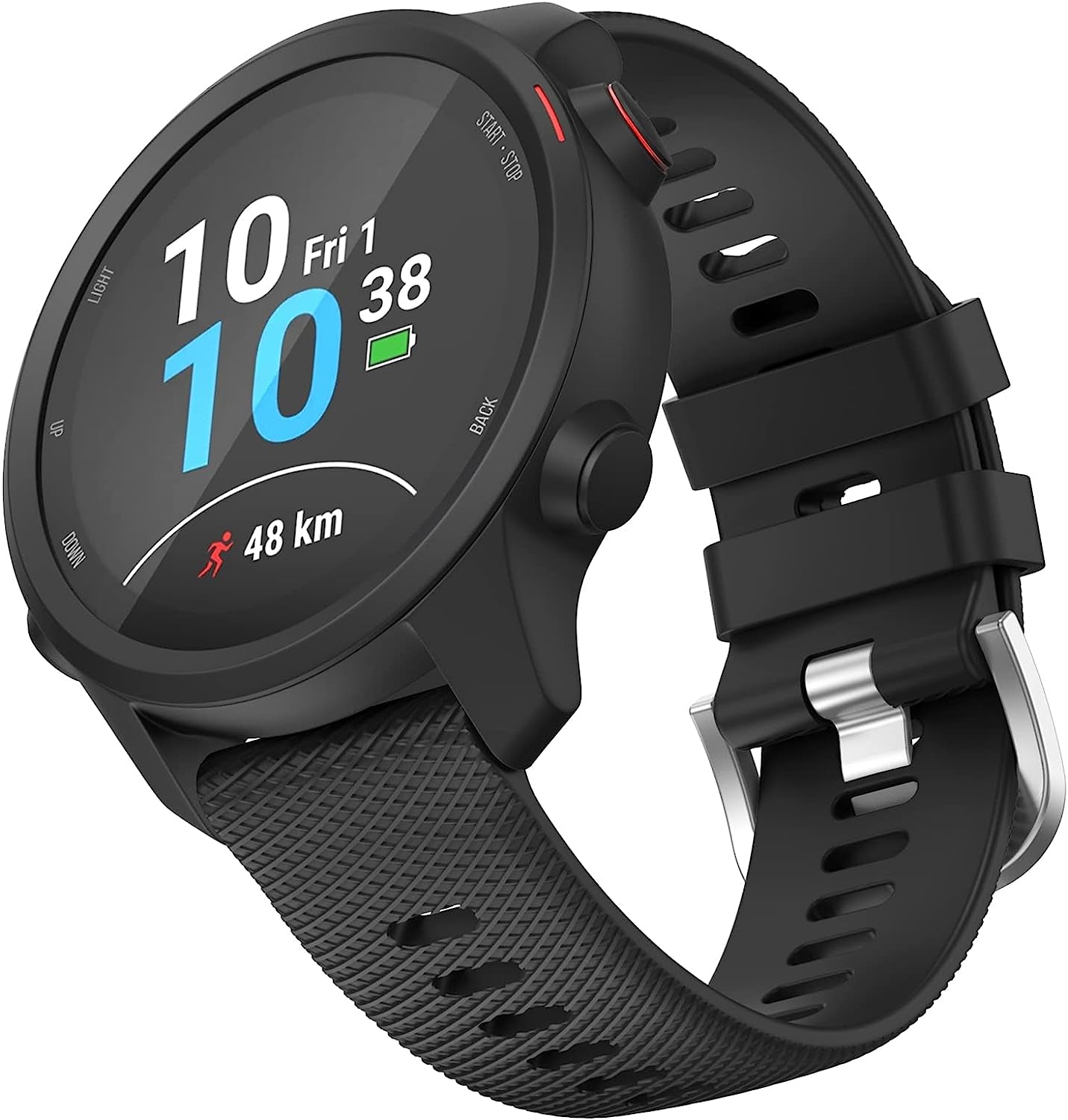 OVERSTEP Compatible with Garmin Vivoactive 3, Venu 2 Plus, Venu SQ Band, 20Mm Wrist Strap Quick Release Waterproof Soft Silicone Bands for Vivoactive 3 Music, Vivomove Hr, Forerunner 645/245 Music Smartwatch  OVERSTEP Black  