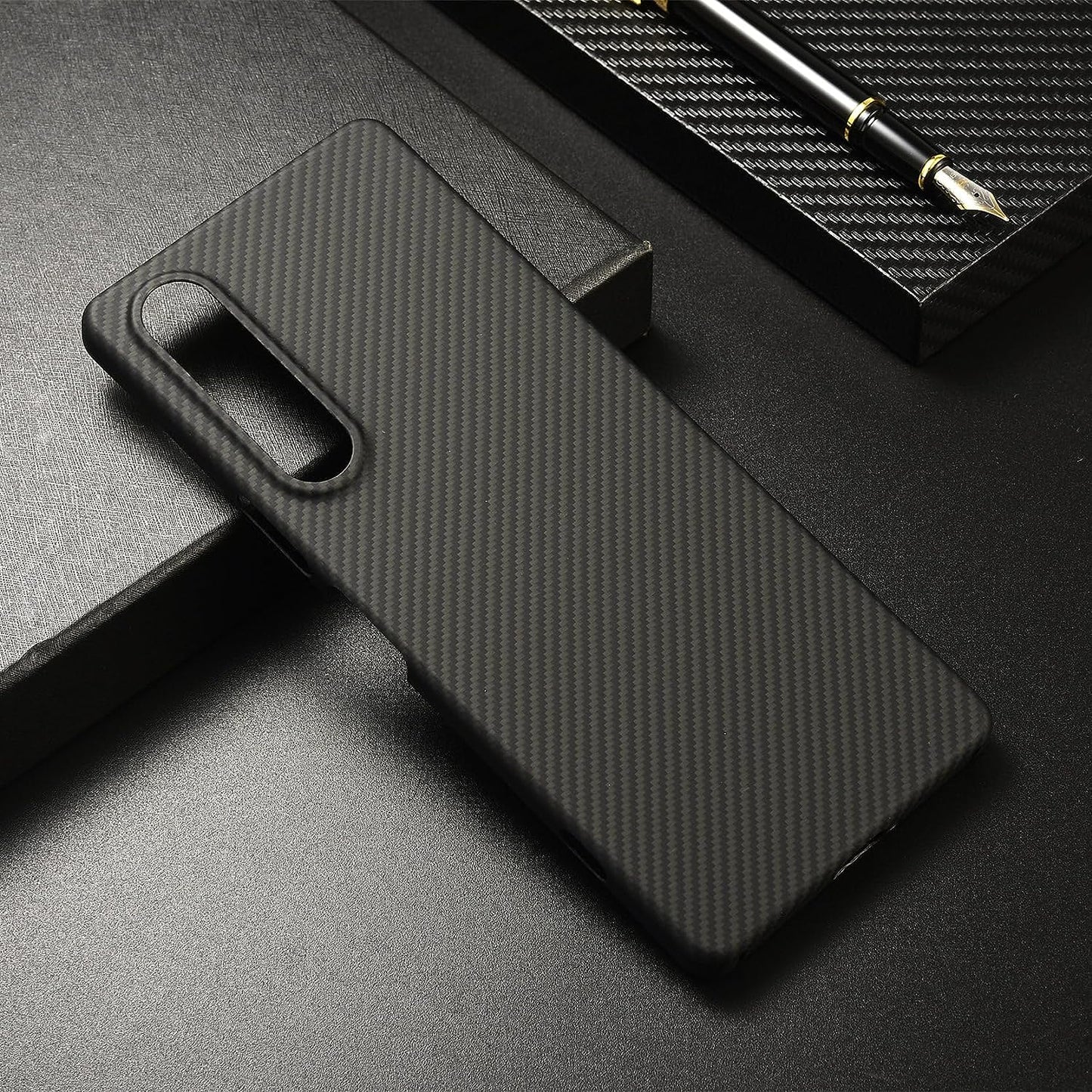 GIMENOHIG Ultra-Thin and Lightweight Rare 600D Aramid Carbon Fiber Case for Sony Xperia 1 V Phone Protective Cover (600D Black)  GIMENOHIG   