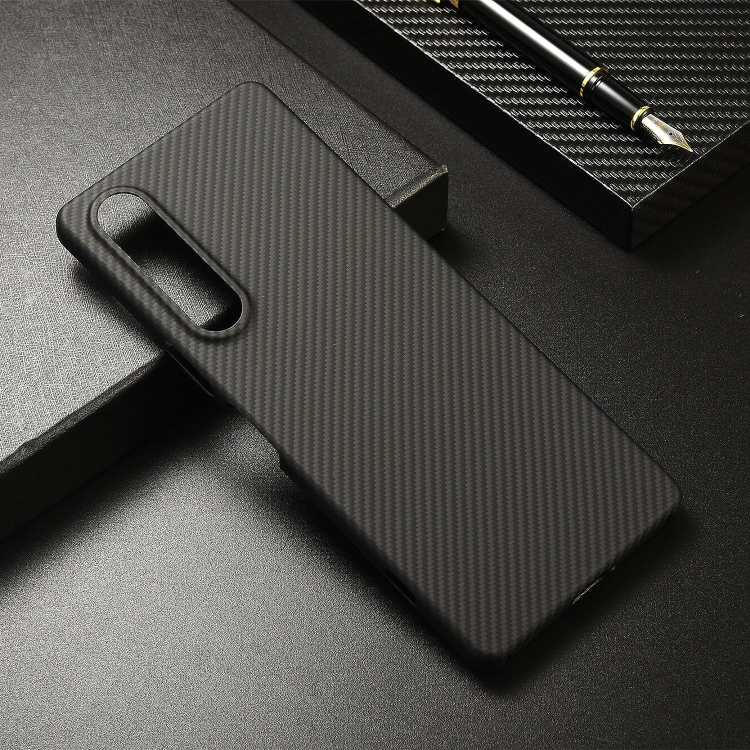 GIMENOHIG Ultra-Thin and Lightweight Rare 600D Aramid Carbon Fiber Case for Sony Xperia 1 V Phone Protective Cover (600D Black)  GIMENOHIG   