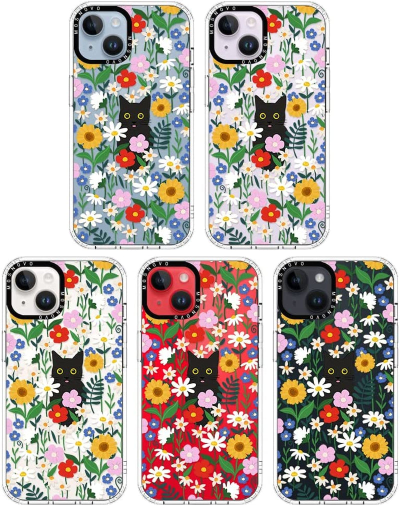 MOSNOVO Compatible with Iphone 14 Case, [Buffertech 6.6 Ft Drop Impact] [Anti Peel off Tech] Clear TPU Bumper Phone Case Cover with Cute Black Cat in Garden Designed for Iphone 14 6.1"  MOSNOVO   