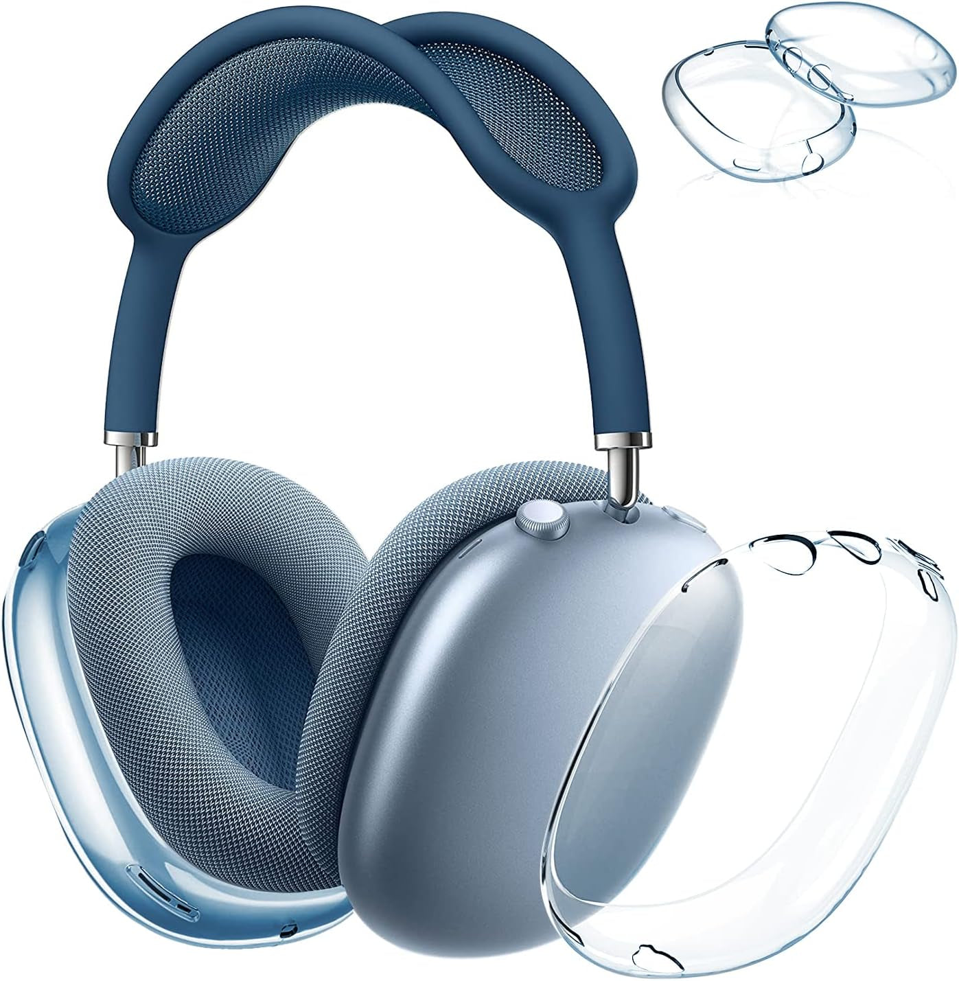 Valkit Compatible with Airpods Max Case Cover, Clear Soft TPU Protective Headphones Cover Headset Shockproof Full Case for Airpods Max -Transparent  VKT Clear Blue  